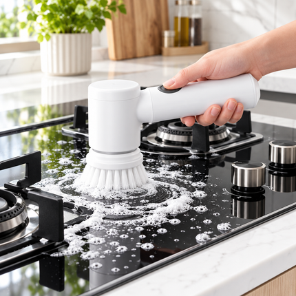 Cleaning brush on stove
