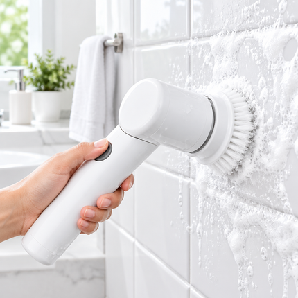 Cleaning brush on tiles