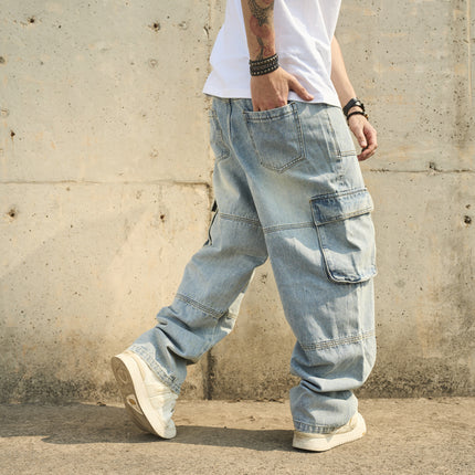 American-style Loose-fit Fashionable Casual Mens Jeans — view 4