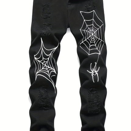 High Street Vibe Style Wide Leg Pants American Spider — Black