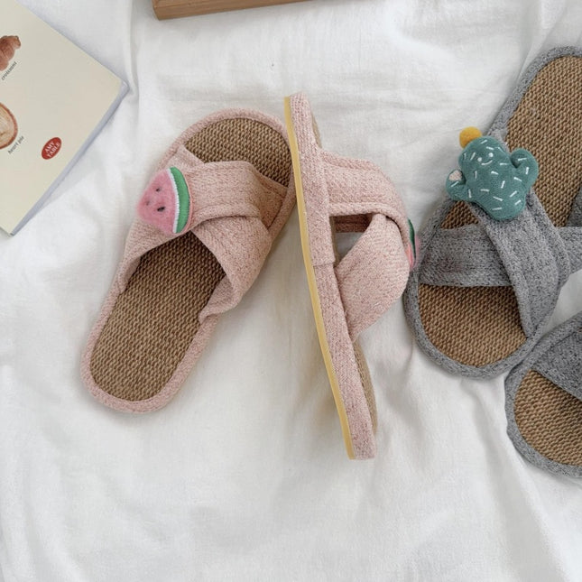 Women's Breathable Soft-soled Cute Linen Slippers — view 2
