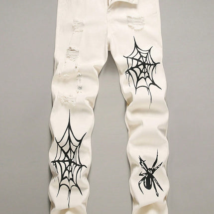 High Street Vibe Style Wide Leg Pants American Spider — White