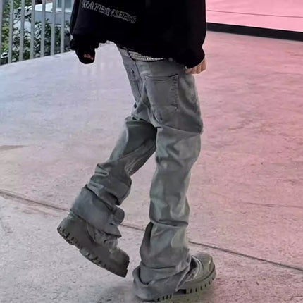 Mens Bell-Bottom Denim Jeans In American High-Street Style — view 4