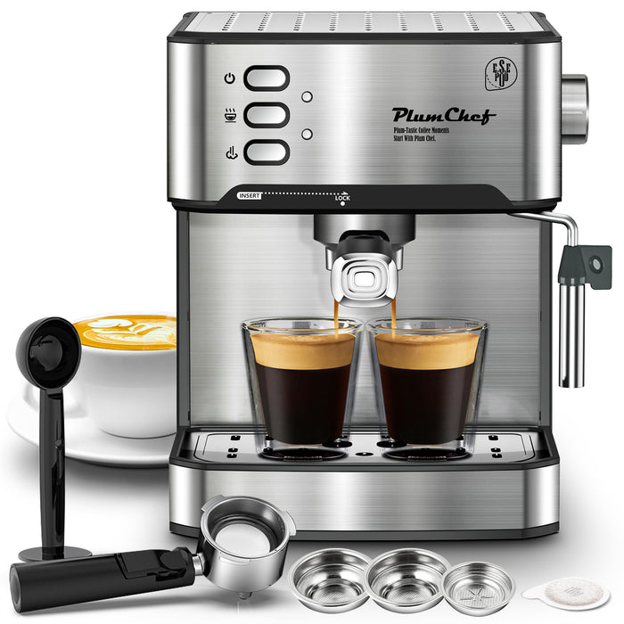 20 Bar Espresso Machine With Milk Frother, Single & Double Shot, ESE Pod Compatible, Visual Display Of Pressure, Removable Water Tank, Cappuccino, Latte, Machiato