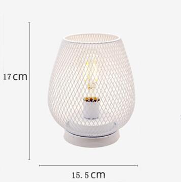 Retro Iron Art Table Lamp Battery Powered Night Light Hollowed Out Birdcage — view 4