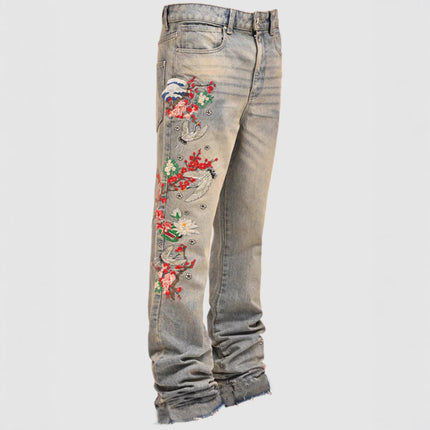 Men's Straight-Leg Denim Pants, European And American Street Style — Retro Blue