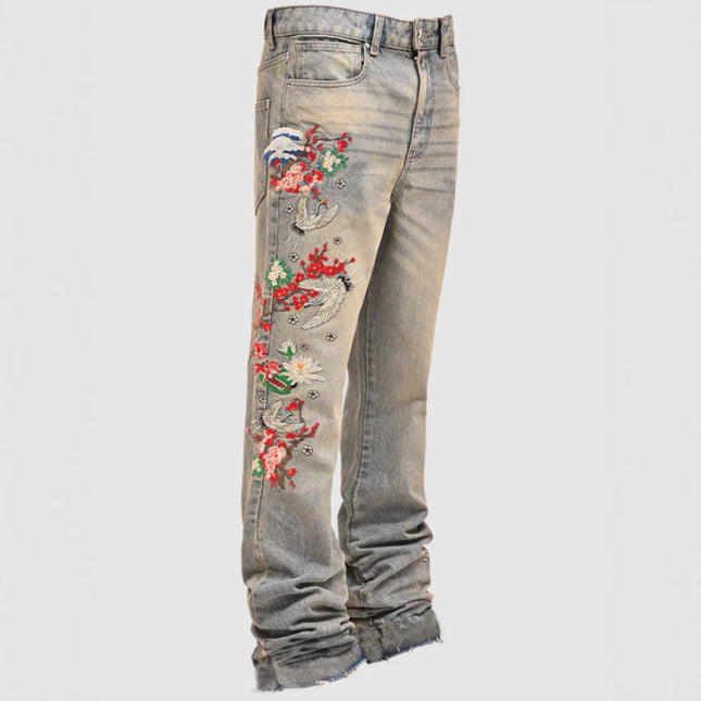 Men's Straight-Leg Denim Pants, European And American Street Style — Retro Blue