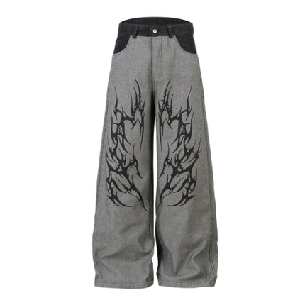 Mens American Style High Street Wide Leg Denim Jeans — view 3