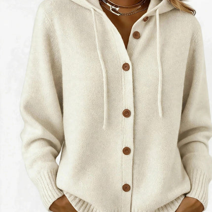 Khaki1 (cream ivory) hooded cardigan