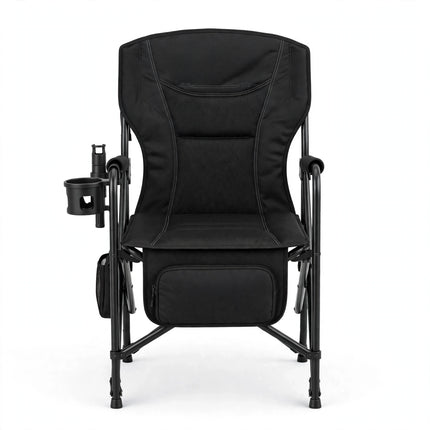 Black padded fishing chair front view