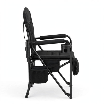 Black padded fishing chair side view