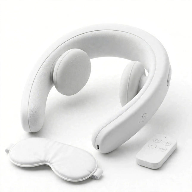 Neck Massager - White with eye protector