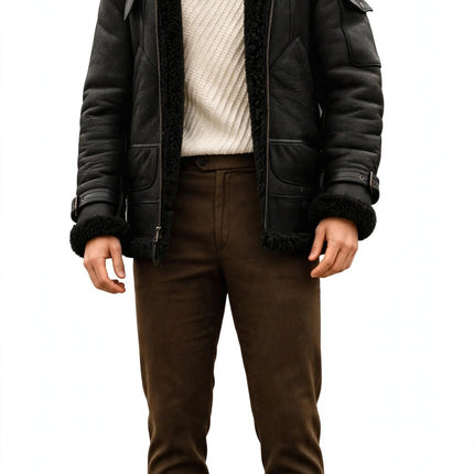 Men's Fleece Winter Jacket — Black