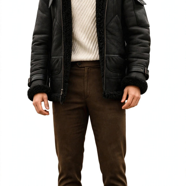 Men's Fleece Winter Jacket — Black