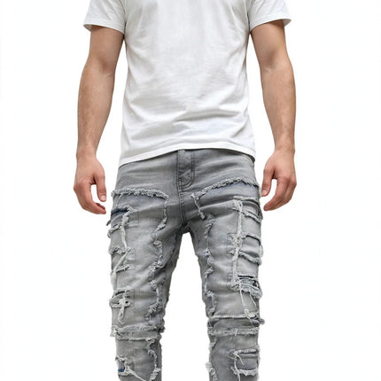 Men's Ripped Stacked Jeans — Grey