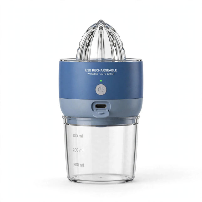 Wireless electric citrus juicer in blue