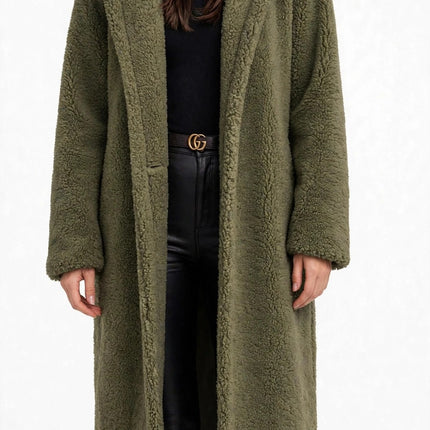 Plush Teddy Winter Coat — Army Green