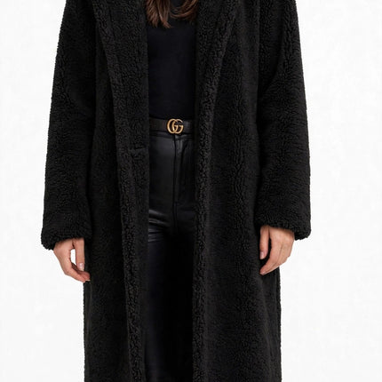 Plush Teddy Winter Coat — Black