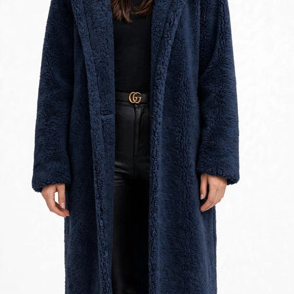 Plush Teddy Winter Coat — Dark blue