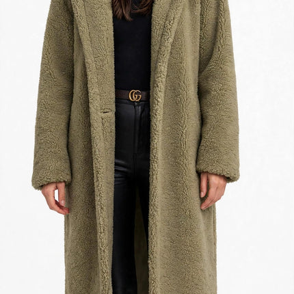 Khaki (olive-tan) teddy coat