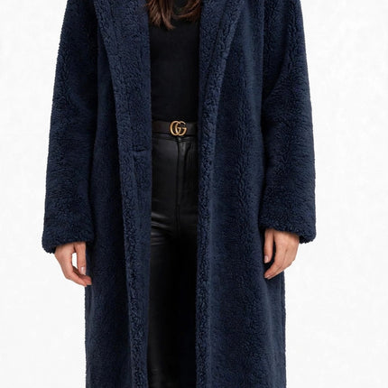 Plush Teddy Winter Coat — Navy Blue