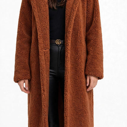 Plush Teddy Winter Coat — Reddish brown