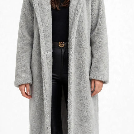 Plush Teddy Winter Coat — Silver grey