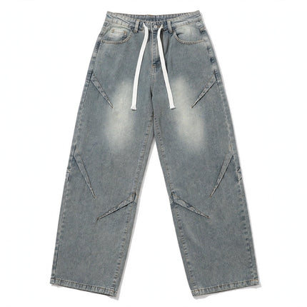 Men gray wide-leg jeans flat lay