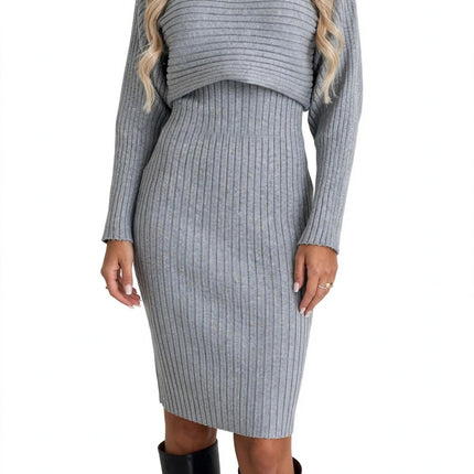 Striped 2-Piece Knit Set — Gray