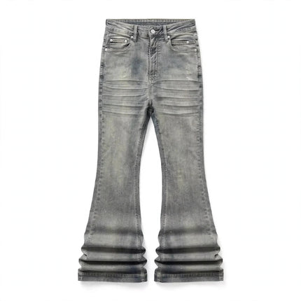 Mens Bell-Bottom Denim Jeans In American High-Street Style