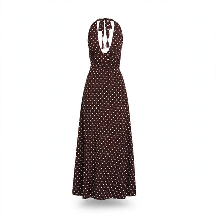 Casual Dot Slim V-neck Long Dresses For Women 2026 Fashion Summer Women's A-Line Midi Dress Elegant Vintage Dresses