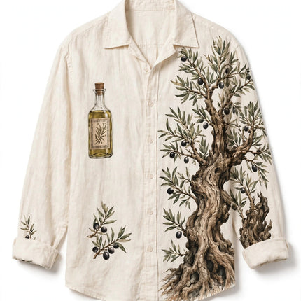 Olive Grove Print Oversized Shirt