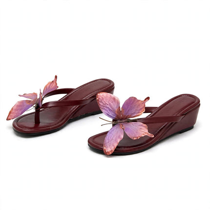 Butterfly-style Wedge Flip Flops